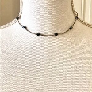 Gemstone Choker Necklace 14" Multi Stone Charm Women's Fashion Jewelry VG